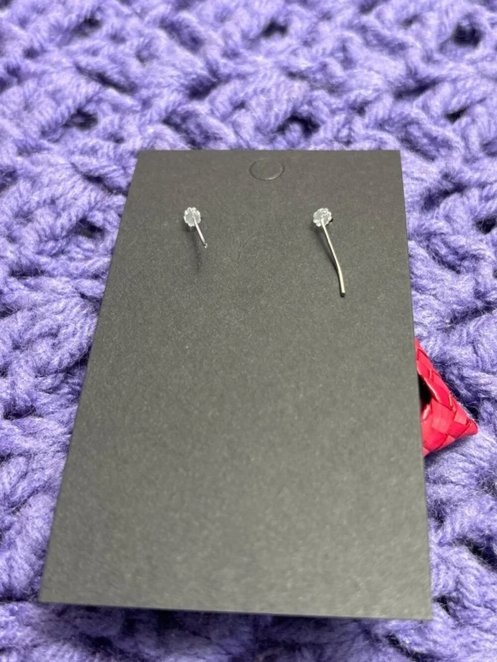 Woven Red Star Dangle Earrings 1.5 inches